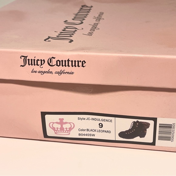 Juicy Couture Black Combat Boots with Leopard Detail - Picture 7 of 7